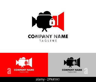 Icône de verrouillage de caméra vidéo et de haut-parleur audio logo élément de conception Illustration de Vecteur