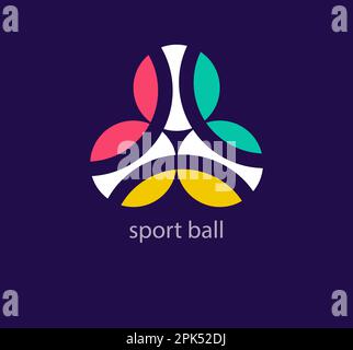 Logo triangle de balles de sport. Design coloré unique. Modèle de logo pour les événements sportifs créatifs. vecteur. Illustration de Vecteur