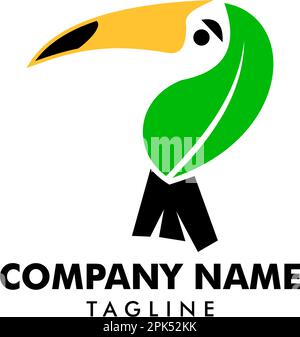 Modèle d'icône de vecteur de logo de feuille Toucan Illustration de Vecteur