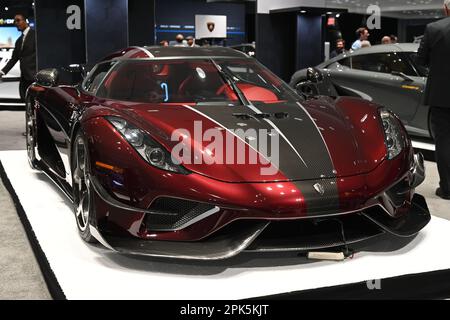 La Koenigsegg Regera exposée lors du salon international de l'auto de New York (NYIAS) de 2023 au Javits Centre sur 5 avril 2023 à New York. Banque D'Images