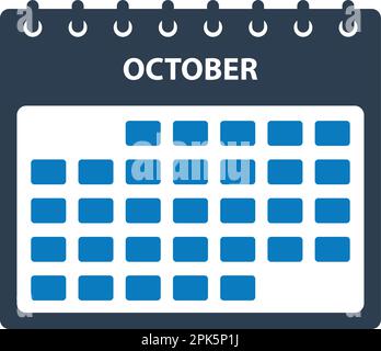 Icône du calendrier d'octobre. EPS vectoriel de style plat. Illustration de Vecteur