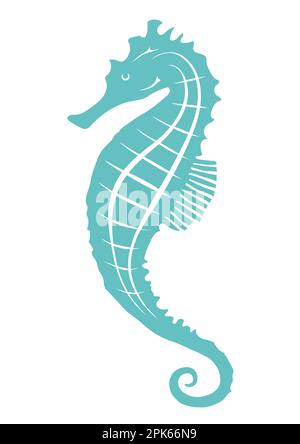 Illustration de la silhouette plate Vector Sea Horse isolée sur Un fond blanc. Illustration de Vecteur