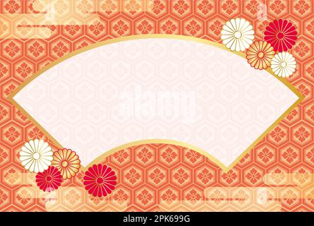 Modèle vectoriel de carte de nouvel an décoré avec des éléments et des motifs japonais de style vintage. Illustration de Vecteur