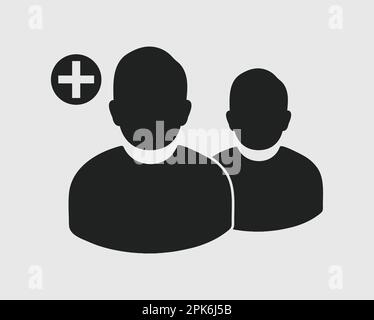 Icône augmenter ou ajouter des utilisateurs. Symbole mâle sur fond gris. EPS vectoriel de style plat. Illustration de Vecteur