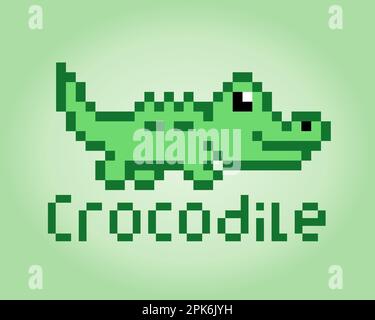 image crocodile de 8 bits. Animaux dans l'illustration vectorielle pour les jeux rétro Illustration de Vecteur