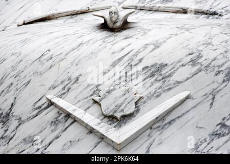 Figurine de radiateur, logo, Cadillac, sculpture, marbre, Carrara, province de Massa-Carrara, Toscane, Italie Banque D'Images