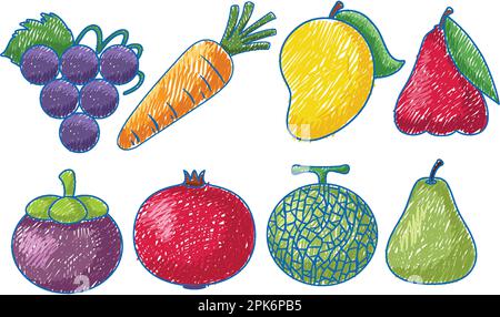 Illustration de style simple d'esquisse de couleur crayon Illustration de Vecteur