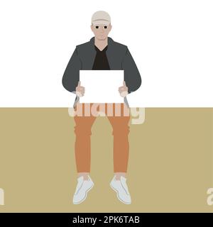 un homme tient une planche à motif vectoriel plat Illustration de Vecteur