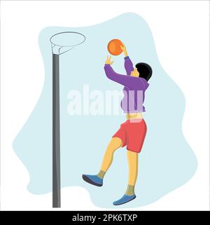 garçon jouant au basket-ball motif vectoriel plat Illustration de Vecteur