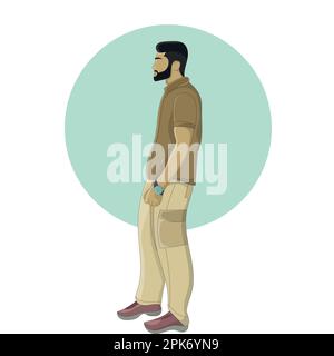 Conception plate d'un homme beau debout Illustration de Vecteur