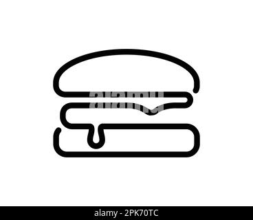 classique burger simple ligne dessin symbole silhouette signe vecteur isolé sur fond blanc Illustration de Vecteur