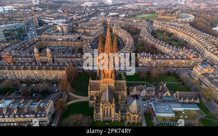Vue aérienne de la cathédrale épiscopale St Mary, Édimbourg, Écosse, Royaume-Uni Banque D'Images