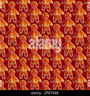 Motif aquarelle dessiné à la main avec biscuits de pain d'épice de Noël, bonbons, pain d'épice Banque D'Images