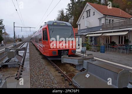 Le train Uetliberg S10 à la gare centrale du chemin de fer de montagne Uetliberg, Zurich, Suisse Banque D'Images