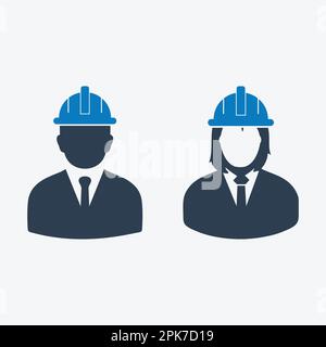 Homme et femme Ingénieur, icône ouvrier de construction. Illustration du symbole EPS vectoriel modifiable. Illustration de Vecteur