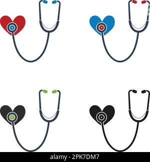 Ensemble d'icônes de mesure du battement cardiaque. Vecteur de style plat. Illustration de Vecteur