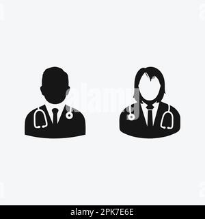 Icône médecin mâle et femelle. Illustration du symbole EPS vectoriel modifiable. Illustration de Vecteur