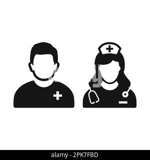 Icône infirmière mâle et femelle. Illustration du symbole EPS vectoriel modifiable. Illustration de Vecteur