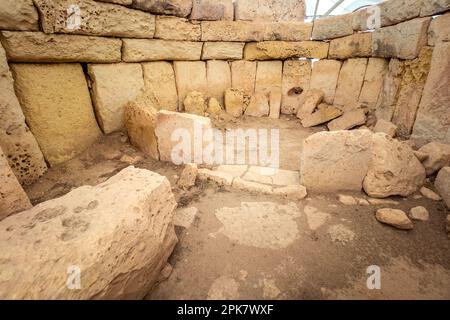 Hagar Qim, ancien temple mégalithique de Malte, est un patrimoine mondial de l'unesco à Malte en Méditerranée Banque D'Images