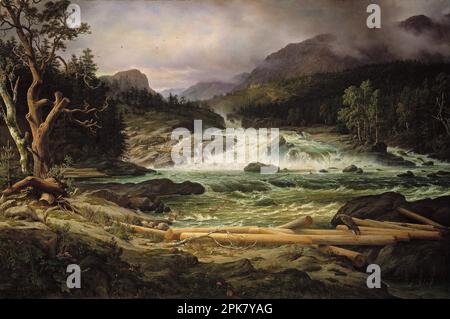 Les chutes Labro à Kongsberg 1837 par Thomas Fearnley Banque D'Images