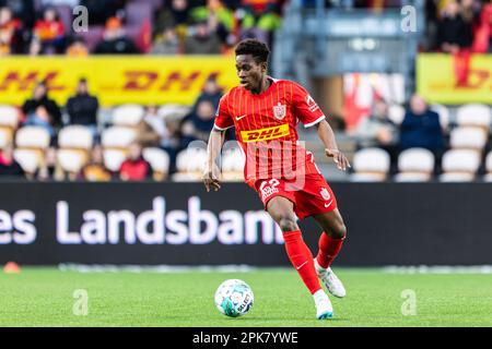 Farum, Danemark. 05th avril 2023. Mario Dorgeles (29) du FC Nordsjaelland vu pendant le match de la coupe DBU entre le FC Nordsjaelland et Aarhus Fremad à droite de Dream Park à Farum. (Crédit photo : Gonzales photo/Alamy Live News Banque D'Images