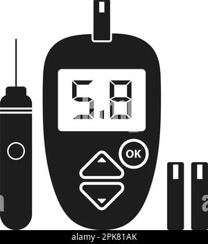 Icône du glucomètre avec symbole de stylo lancet. EPS vectoriel de style plat. Illustration de Vecteur