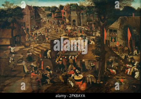 Une foire du village (festival du village en l'honneur de Saint Hubert et de Saint Anthony) entre 1564 et 1638 par Pieter Brueghel le plus jeune Banque D'Images