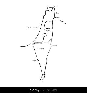 Palestine et Israël carte-cadre. Illustration du symbole EPS vectoriel modifiable. Illustration de Vecteur