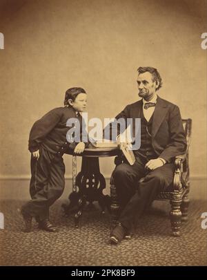 Abraham Lincoln et son second fils Thomas (TAD)] 9 avril 1865 par Alexandre Gardner Banque D'Images