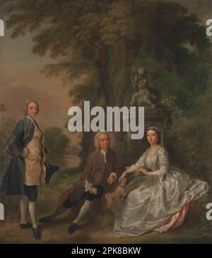 Jonathan Tyers, avec sa fille Elizabeth, et son mari John Wood entre 1750 et 1752 par Francis Hayman Banque D'Images