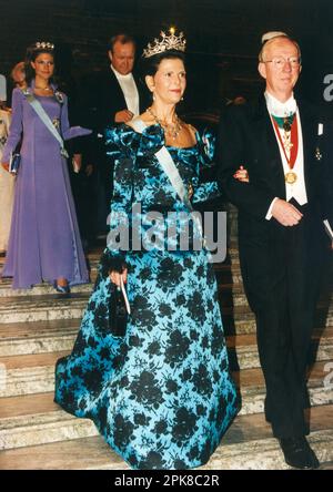 LA REINE SILVIA DE SUÈDE au banquet Nobel à l'hôtel de ville de Stockholm Banque D'Images