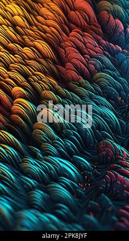 Gros plan 3D rendu de la texture d'arrière-plan psyhedelic abstraite et curvy Banque D'Images