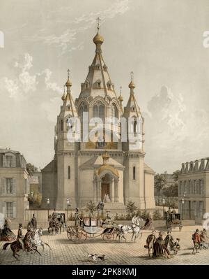 Chapelle russe, Cathédrale Saint-Alexandre-Nevski, église orthodoxe rue Daru dans le 8th arrondissement de Paris consacré en 1862, Charles-Claude Bachelier Banque D'Images