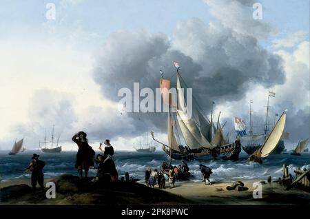 Dutchman embarquant sur un yacht 1670/1679 par Ludolf Bakhuizen Banque D'Images