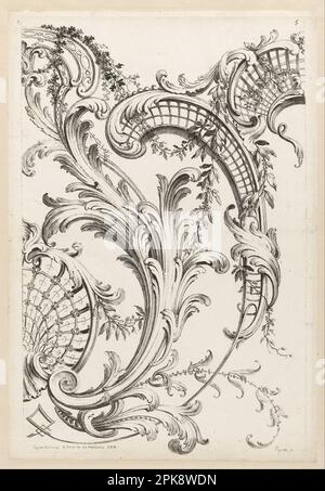 Carapace et motif feuille Acanthus 1740 par Alexis Peyrotte Banque D'Images