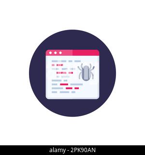 icône de bogue d'ordinateur, vecteur plat Illustration de Vecteur