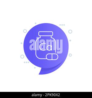 calcium minéral, suppléments icône de ligne Illustration de Vecteur