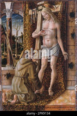 Saint François collecte du sang du Christ (1490 - 1500) par Carlo Crivelli Banque D'Images