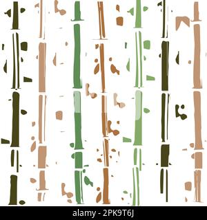 Motif de répétition sans couture en bambou rayé. Vert tropical magnifique et motif minimal Illustration de Vecteur
