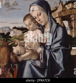 La Vierge et l'enfant avec un Saint environ 1483 par Bartolomeo Montagna Banque D'Images