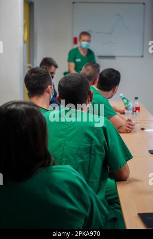 Formation de stagiaires médicaux à la technique ECMO, Oxygénation extracorporelle des membranes. Banque D'Images