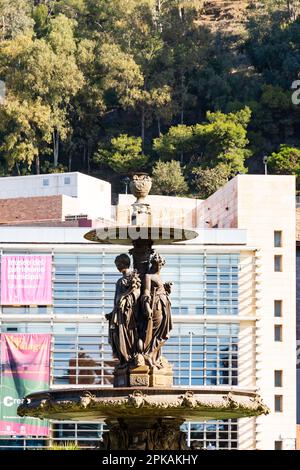 Fuente de las Tres Gracias, fontaine des trois Grâces, Las Tres Ninfas, Plaza de General Torrijos, Malaga, Andalousie, Costa del sol, Espagne Banque D'Images