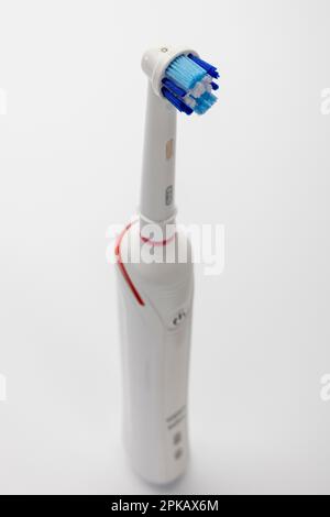 Brosse à dents électrique Braun Oral-B Type 3766, détail, brosse à dents, fond blanc, Banque D'Images