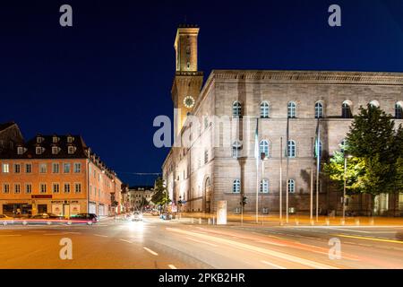 Hôtel de ville avec Königstraße, Fürth, Franconie, Bavière, Allemagne Banque D'Images