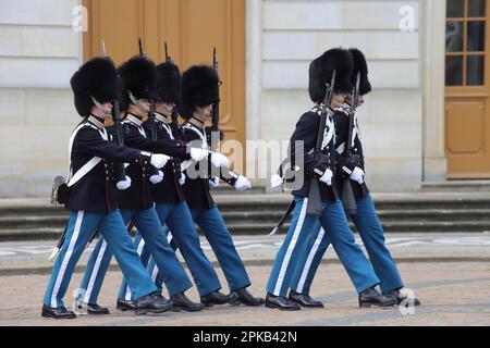 Copenhague, Danemark, Amalienborg, relève de la garde Banque D'Images