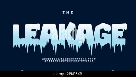 Alphabet de glace, glace icicles sans serif, fusion de lettres, drôle de police de festival de peinture pour le logo de patinoire ou le titre de festival d'hiver, dessin animé rugueux Illustration de Vecteur