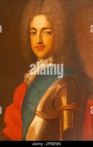 Angleterre, Kent, Edenbridge, Chiddingstone, Château de Chiddingstone, La Grande salle, Portrait du Prince James Francis Edward Stuart Banque D'Images