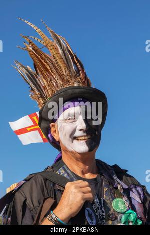 Angleterre, Dorset, Île de Purbeck, Swanage, Festival folklorique annuel Swanage, Portrait de Malé Morris Dancer Banque D'Images