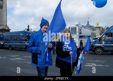 11ème journée de mobilisation contre la forme des réunions, les syndicats toujours unis malgré l'arrivée à la tête de la CGT de Sophie Binet Banque D'Images