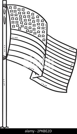 American Flag Isolated coloriage page pour enfants Illustration de Vecteur